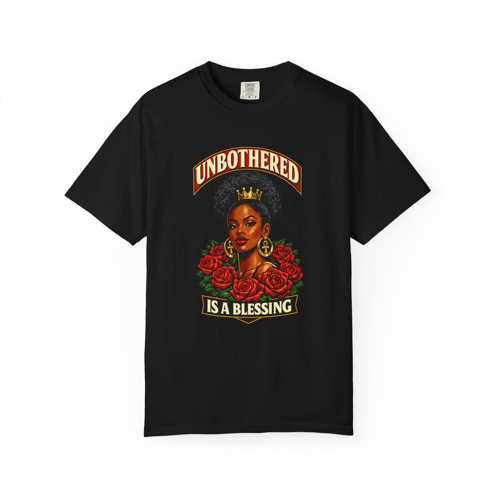 Unbothered Is a Blessing T-Shirt — Afrocentric Floral Graphic Tee