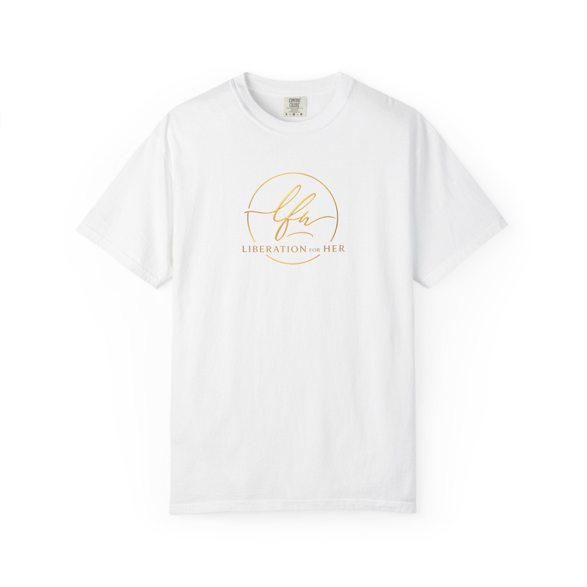 Liberation Her Logo T-Shirt — Minimal Gold Script Tee