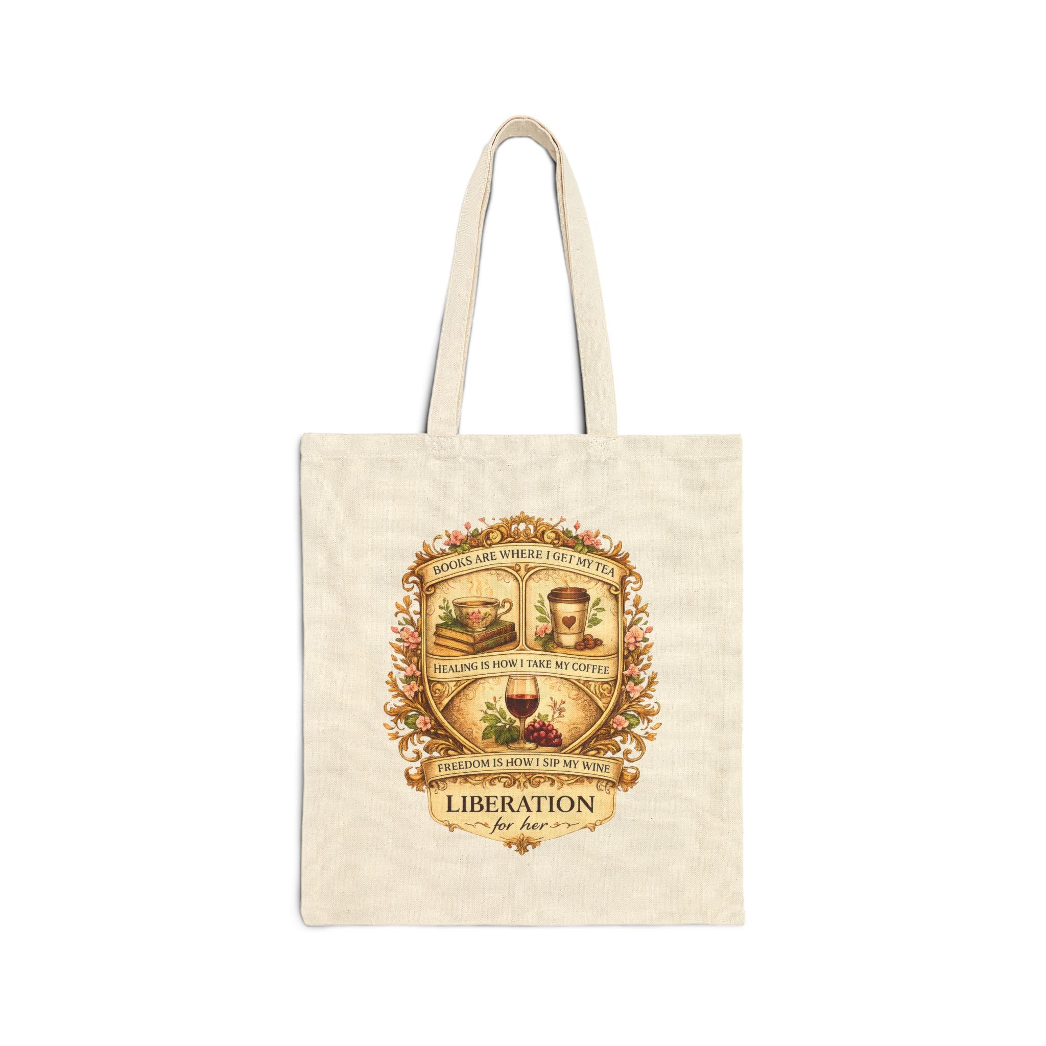 Tote Bag — Vintage Coffee & Tea Crest "Liberation" Cotton Canvas Tote
