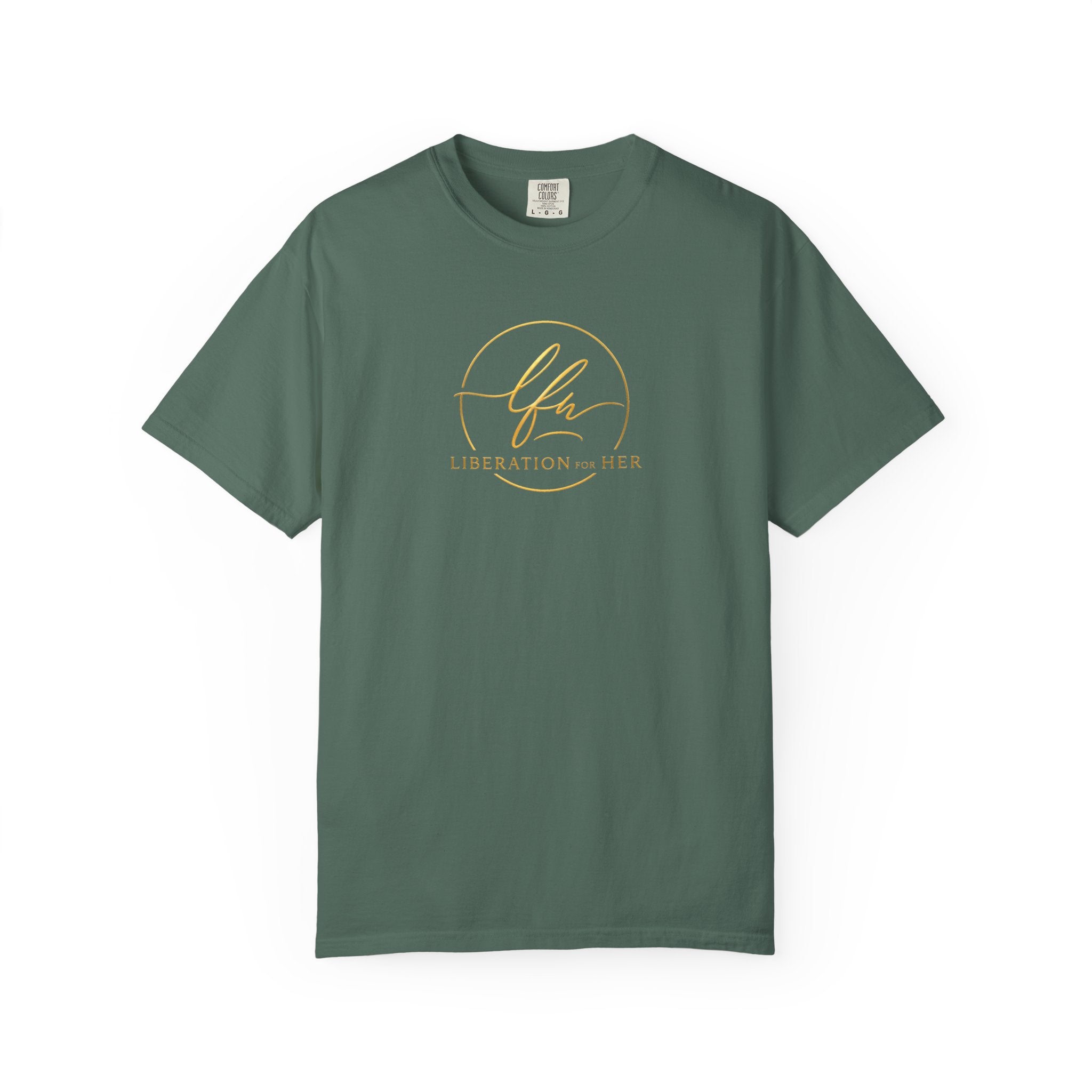 Liberation Her Logo T-Shirt — Minimal Gold Script Tee