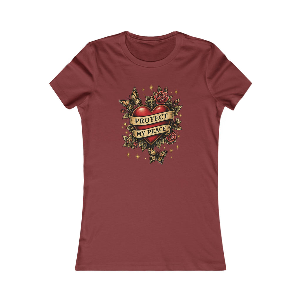 Protect My Peace Tee — Women’s Heart & Banner Graphic T-Shirt