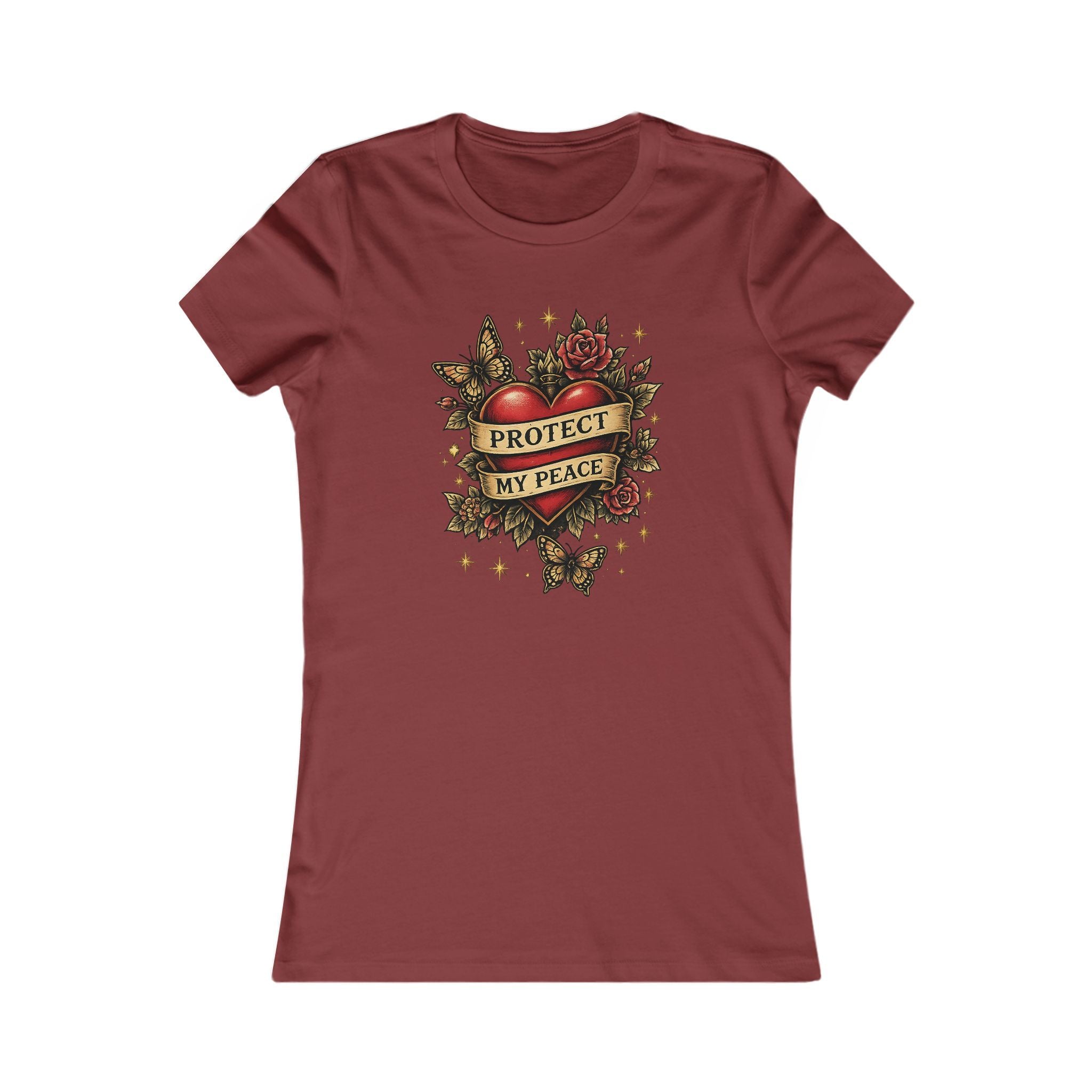 Protect My Peace Tee — Women’s Heart & Banner Graphic T-Shirt