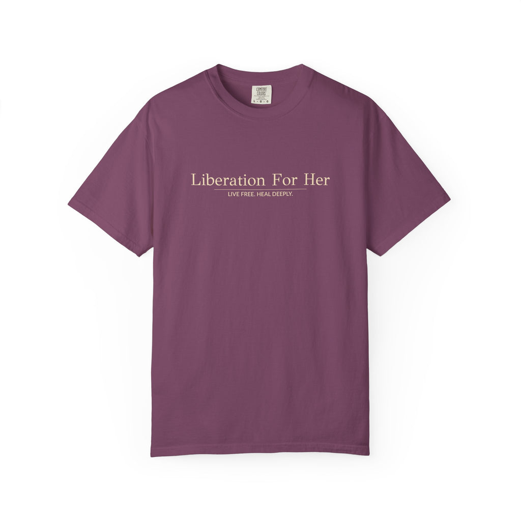 Liberation For Her T-Shirt — Feminist Slogan Tee (Navy)