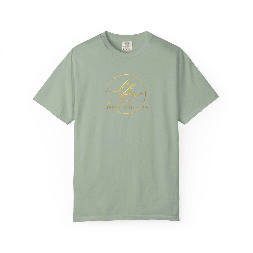 Liberation Her Logo T-Shirt — Minimal Gold Script Tee