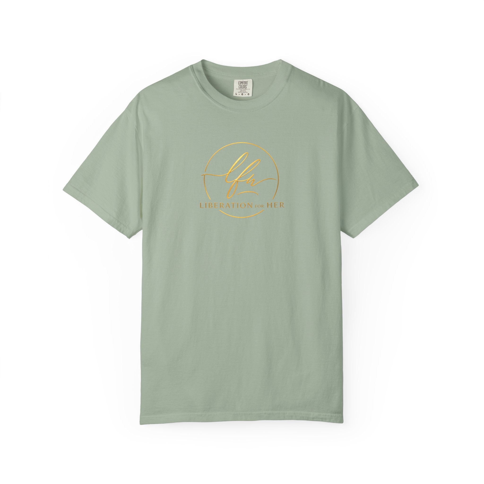 Liberation Her Logo T-Shirt — Minimal Gold Script Tee