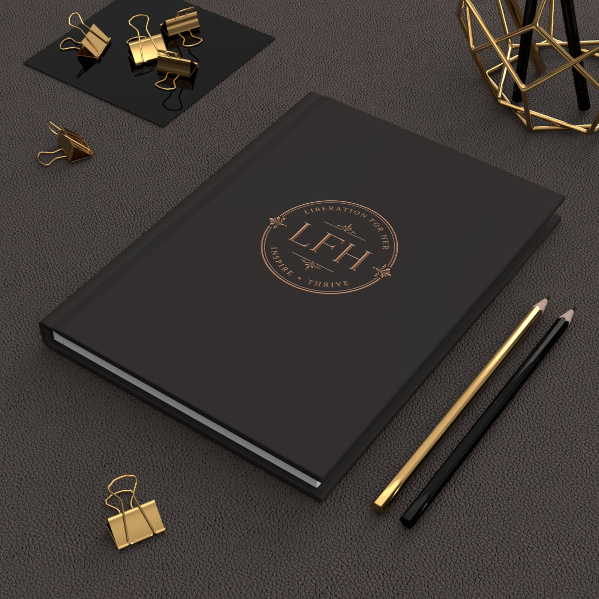 LFH Embossed Hardcover Journal — Matte Black Inspirational Notebook