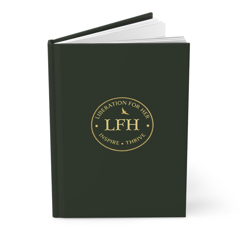 LFH Hardcover Journal — "Liberation For Her" Gold Emblem Matte Notebook for Inspiration & Goal-Setting