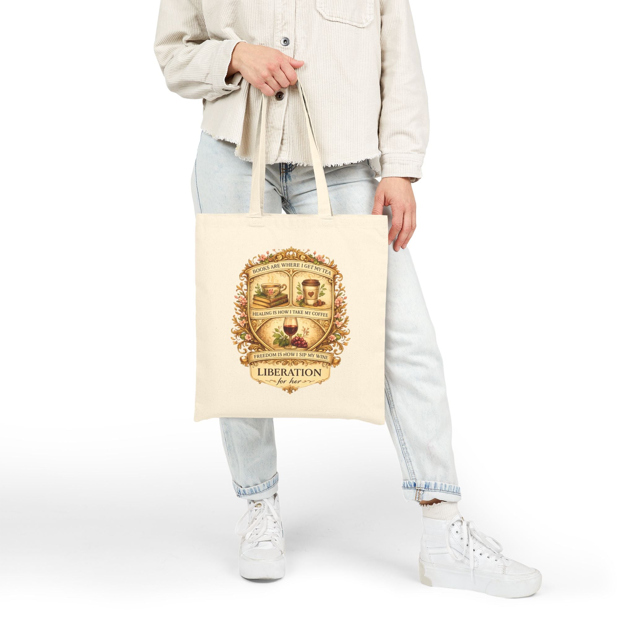 Tote Bag — Vintage Coffee & Tea Crest "Liberation" Cotton Canvas Tote