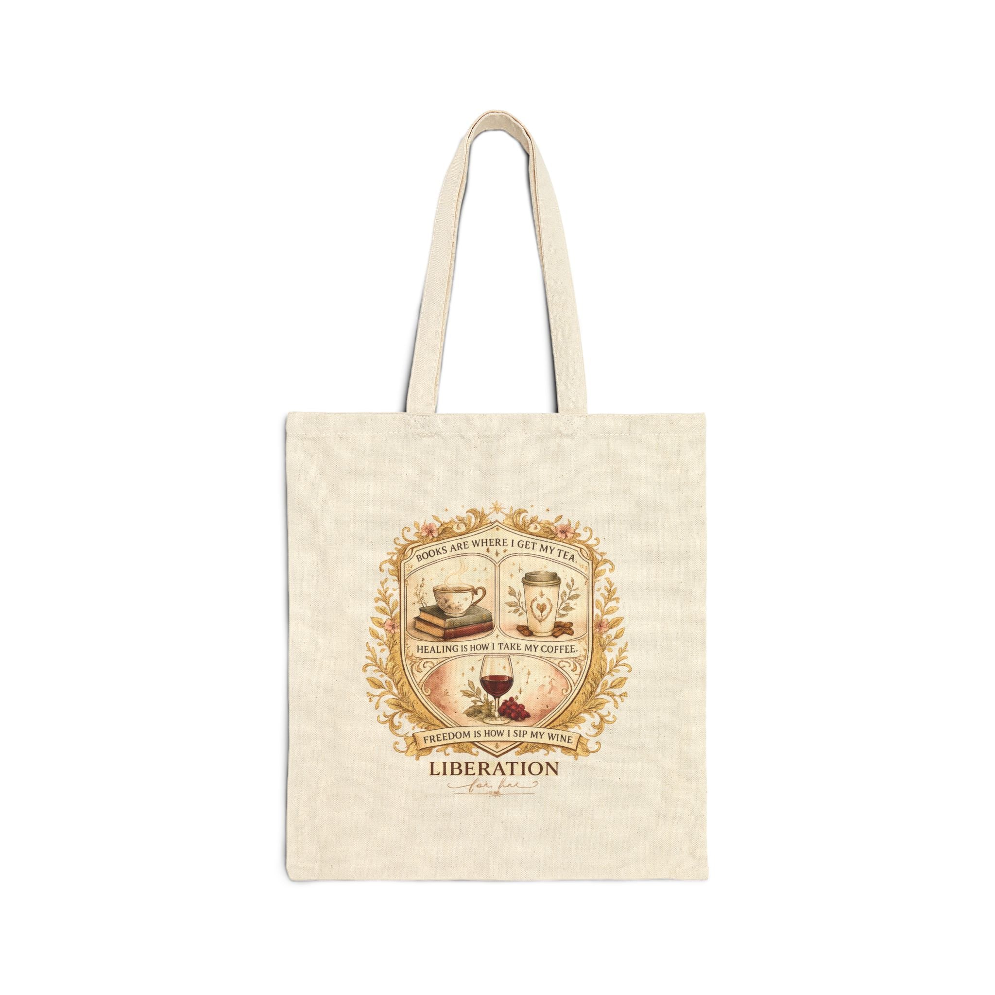 Tote Bag — Vintage Coffee & Tea Crest "Liberation" Cotton Canvas Tote