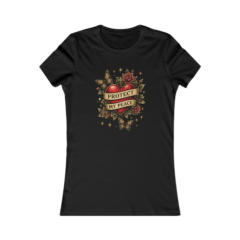 Protect My Peace Tee — Women’s Heart & Banner Graphic T-Shirt