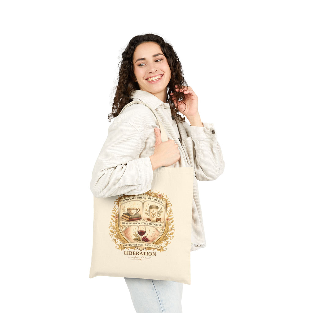 Tote Bag — Vintage Coffee & Tea Crest "Liberation" Cotton Canvas Tote