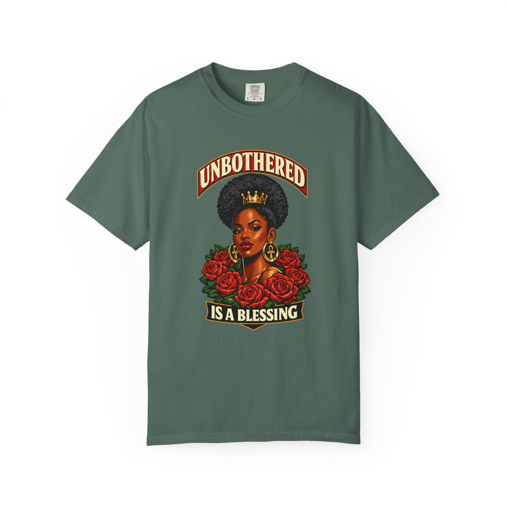 Unbothered Is a Blessing T-Shirt — Afrocentric Floral Graphic Tee