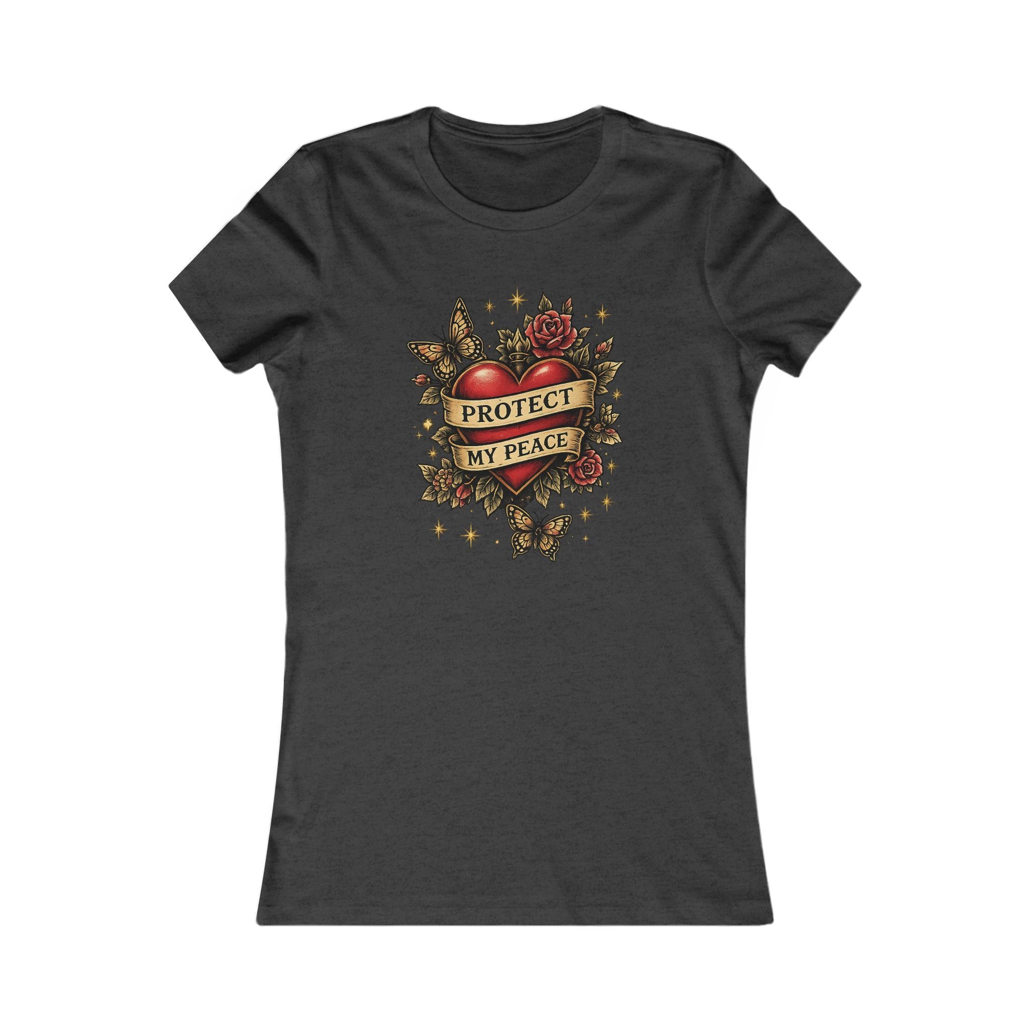 Protect My Peace Tee — Women’s Heart & Banner Graphic T-Shirt
