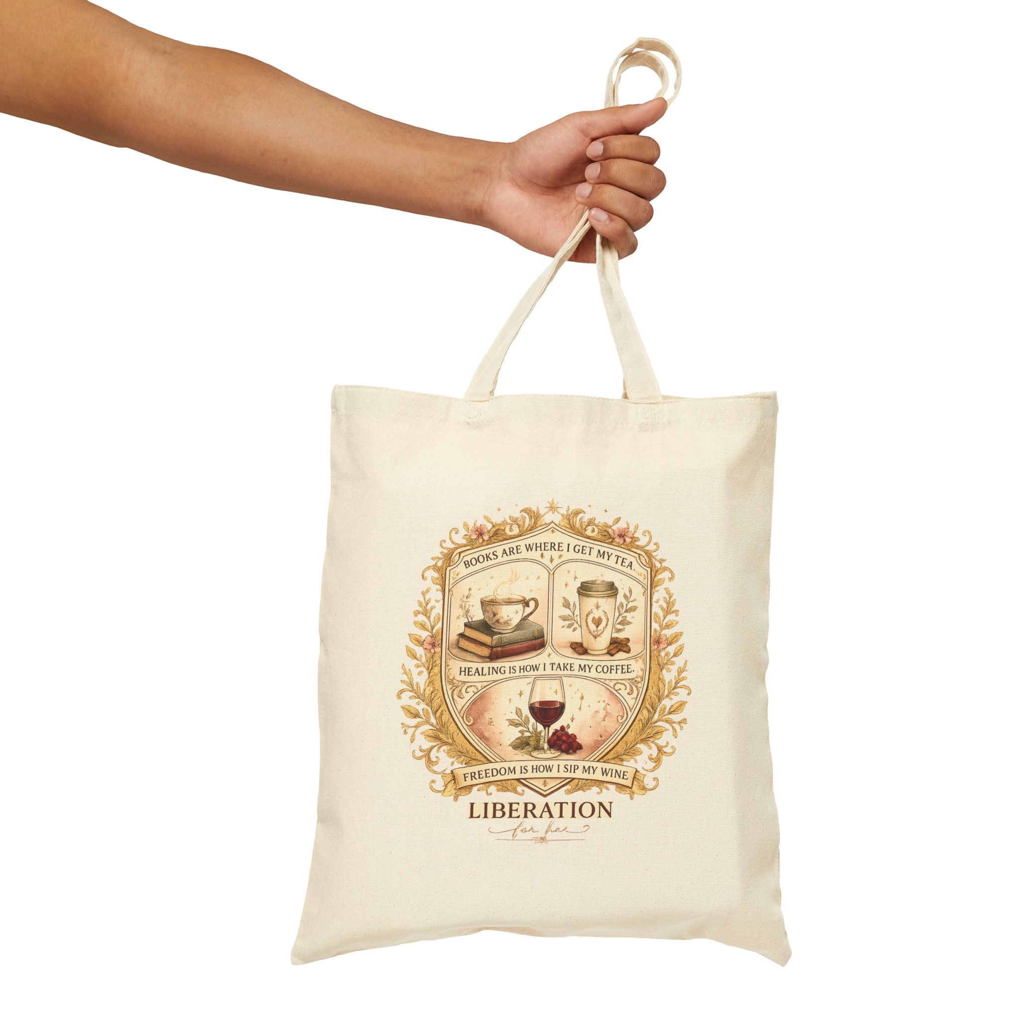 Tote Bag — Vintage Coffee & Tea Crest "Liberation" Cotton Canvas Tote