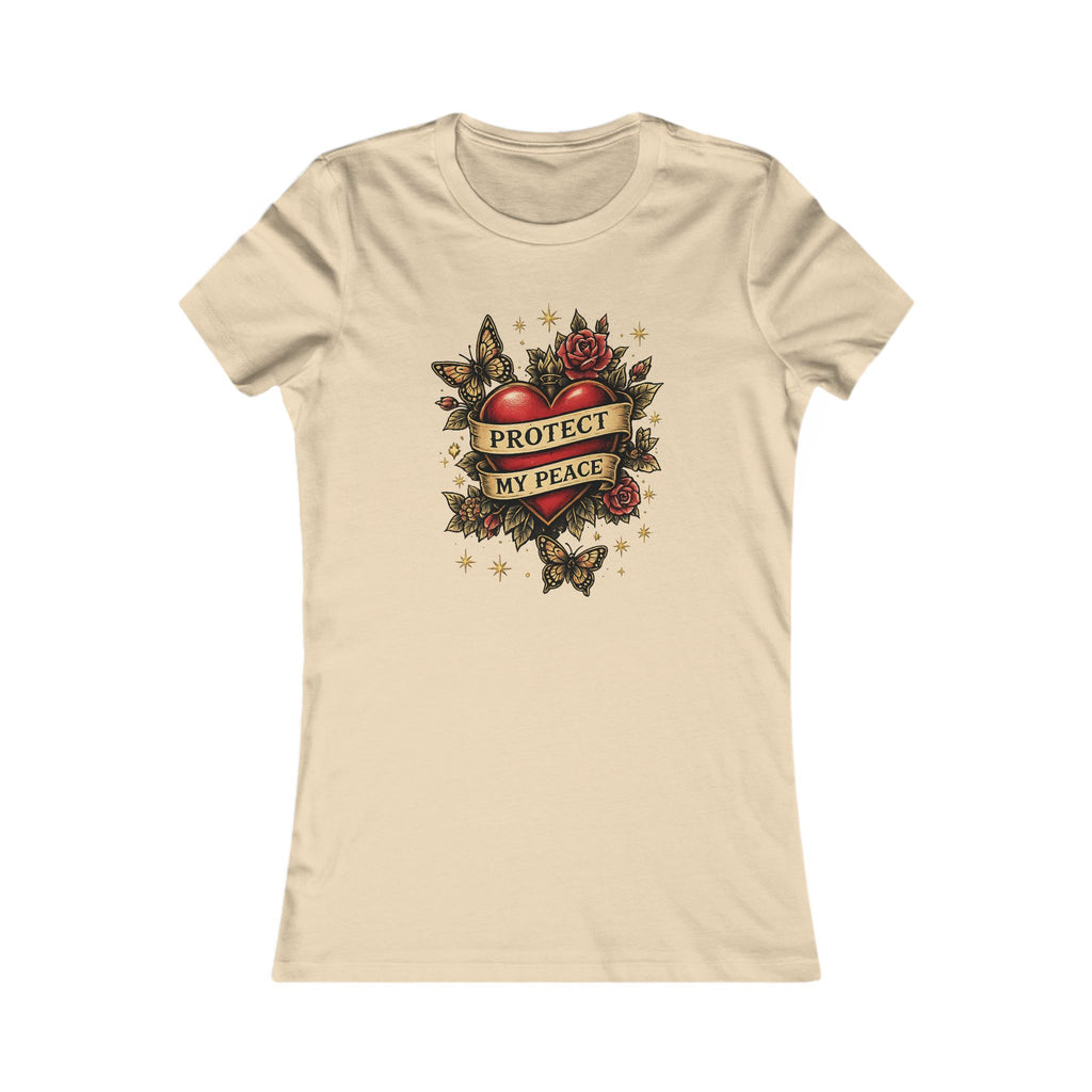 Protect My Peace Tee — Women’s Heart & Banner Graphic T-Shirt