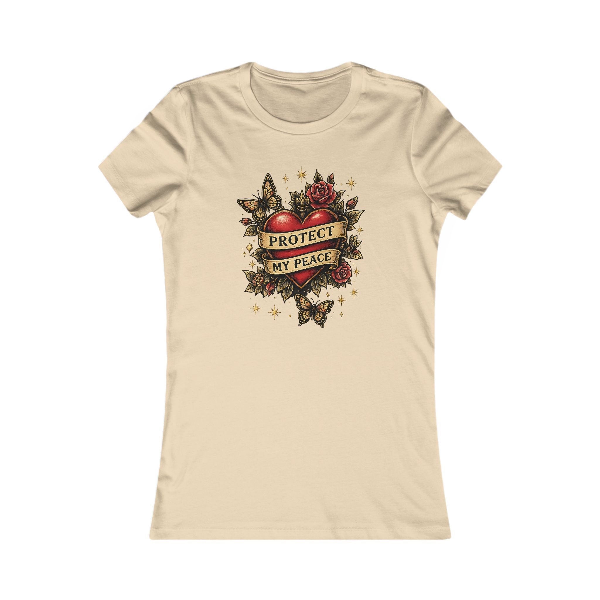 Protect My Peace Tee — Women’s Heart & Banner Graphic T-Shirt