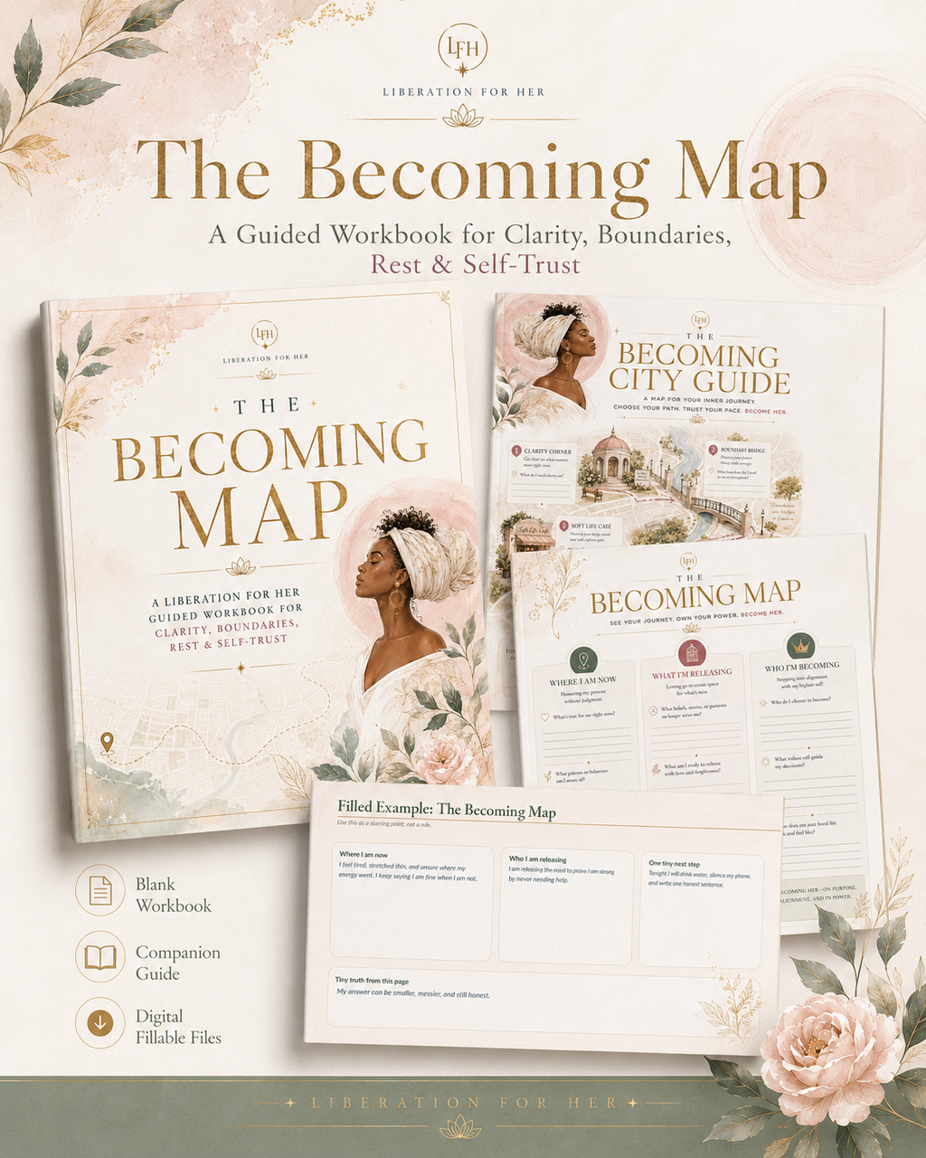 The Becoming Map Workbook | Guided Self-Reflection PDF for Women