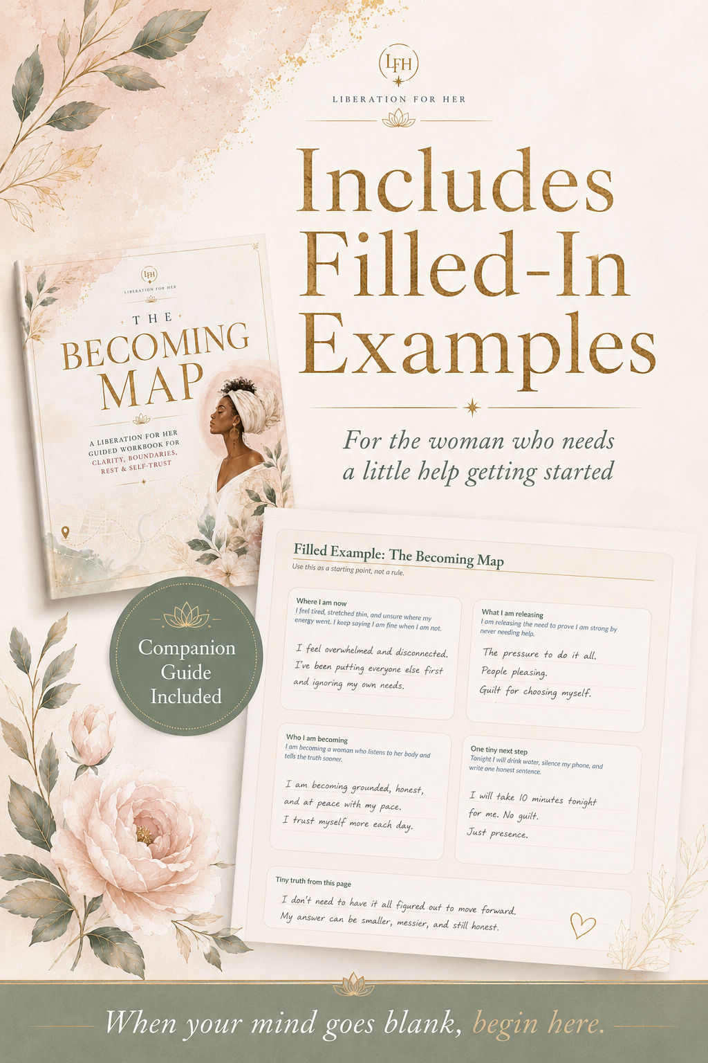 The Becoming Map Workbook | Guided Self-Reflection PDF for Women