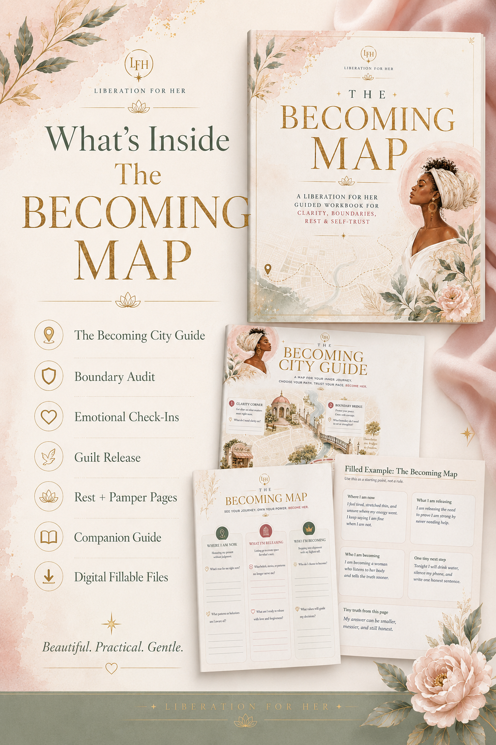 The Becoming Map Workbook | Guided Self-Reflection PDF for Women