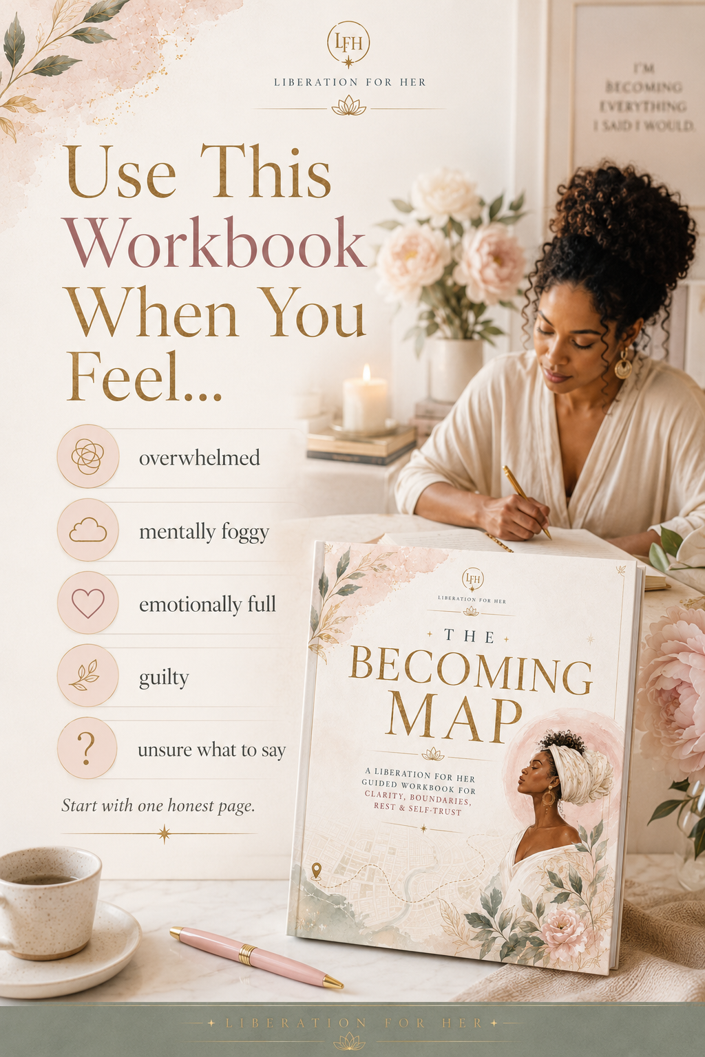 The Becoming Map Workbook | Guided Self-Reflection PDF for Women