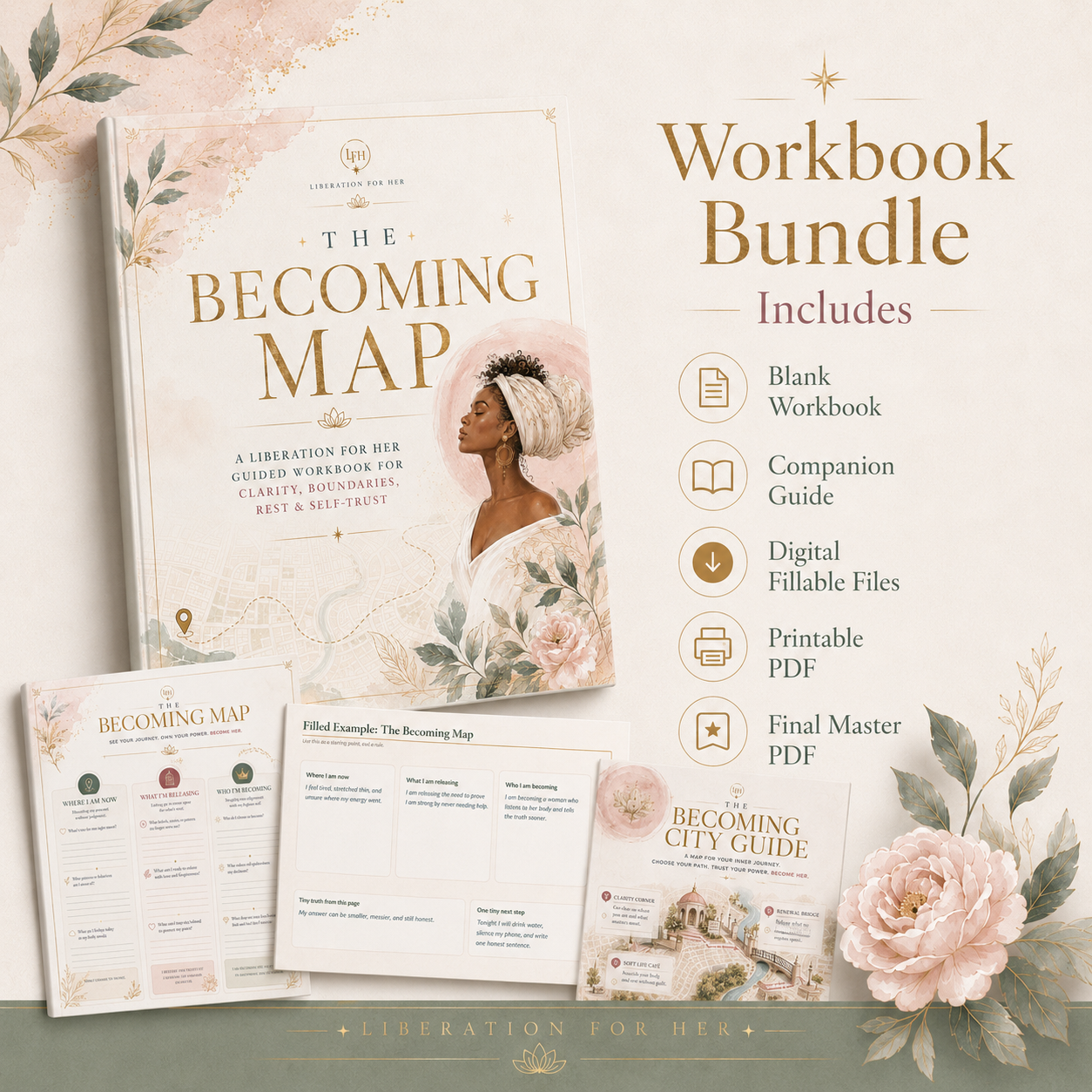 The Becoming Map Workbook | Guided Self-Reflection PDF for Women