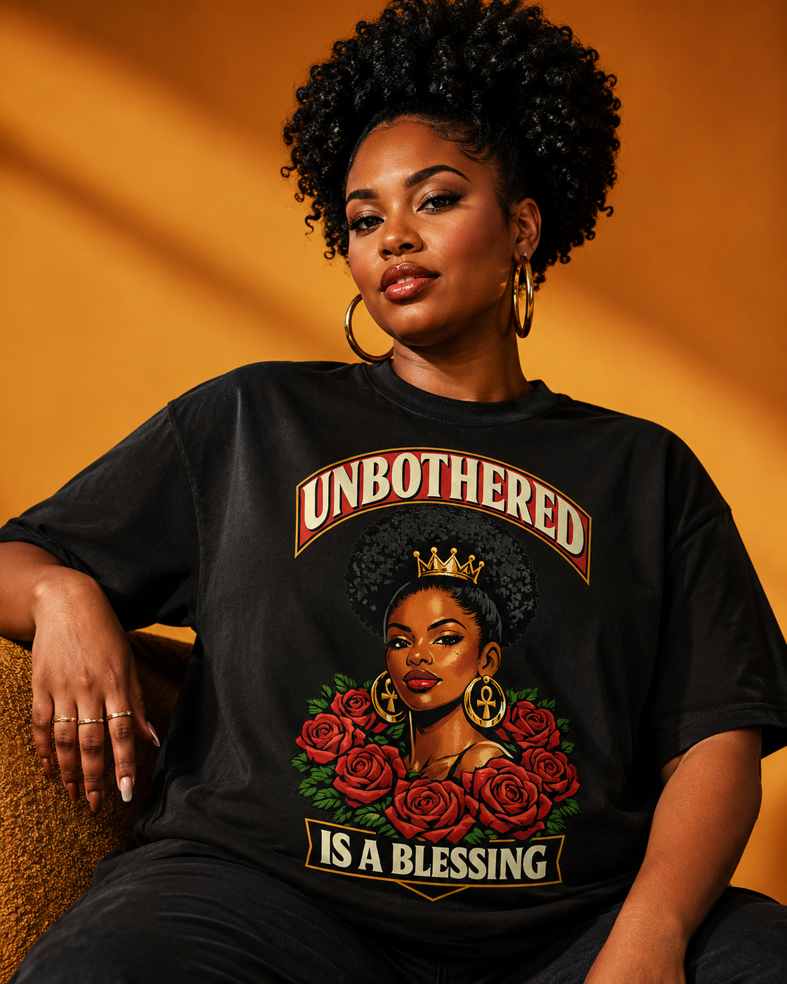 Unbothered Is a Blessing T-Shirt — Afrocentric Floral Graphic Tee