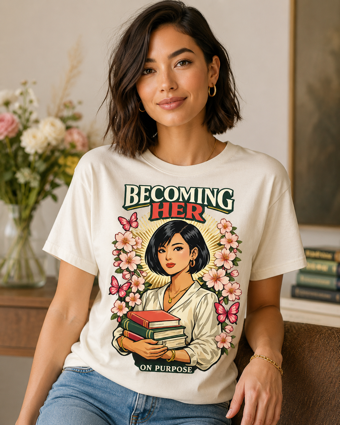 T-Shirt - "Becoming Her" Inspirational Bookish Tee for Women